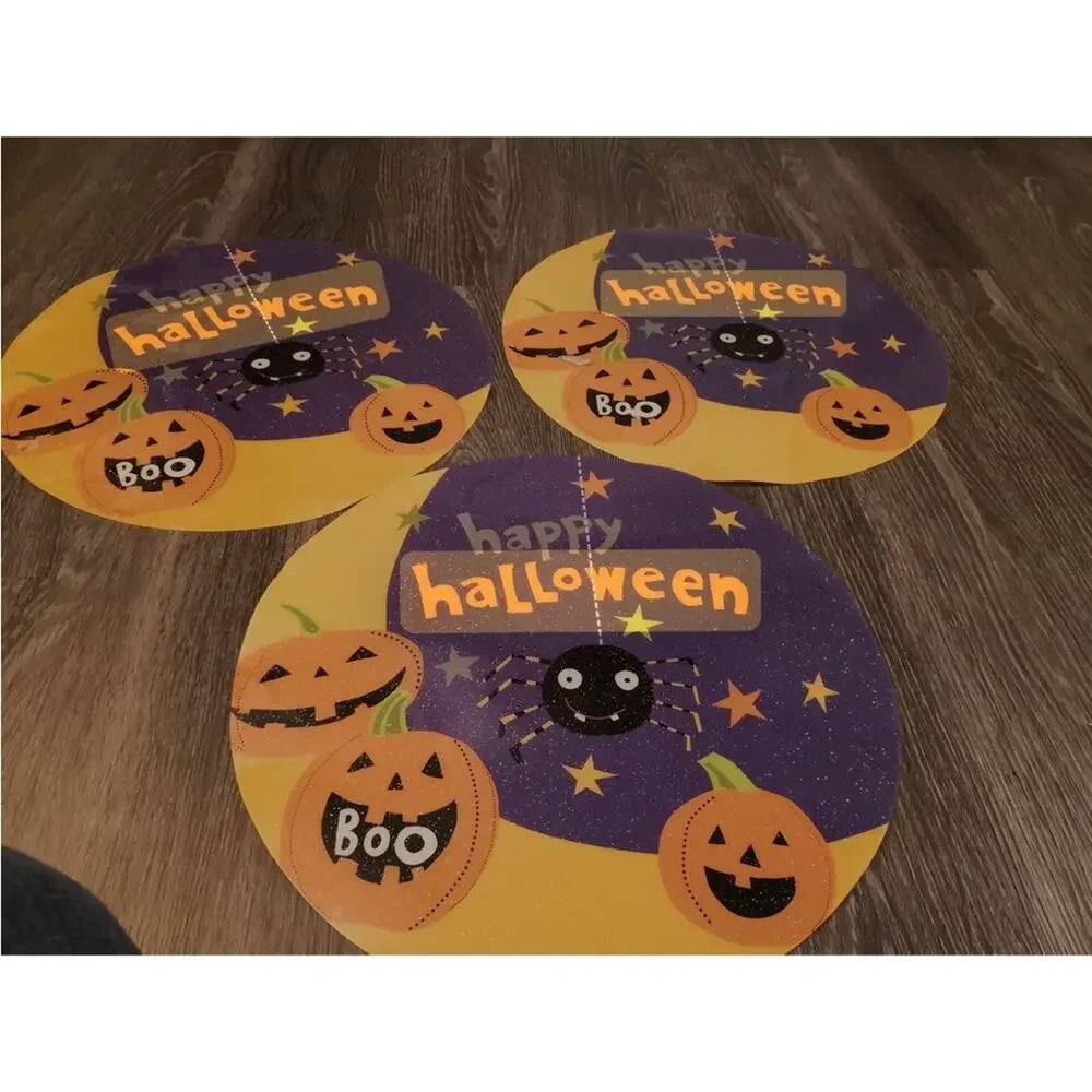 Happy Halloween Spiders & Pumpkin Circle Place Mats Holiday Seasonal Home Scary
